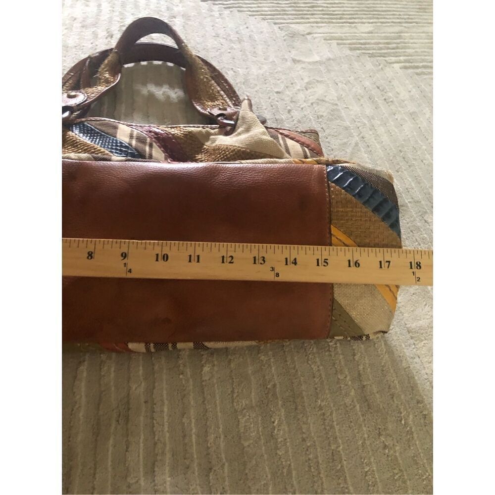 Fossil Patchwork Striped Canvas Triple Compartmen… - image 8